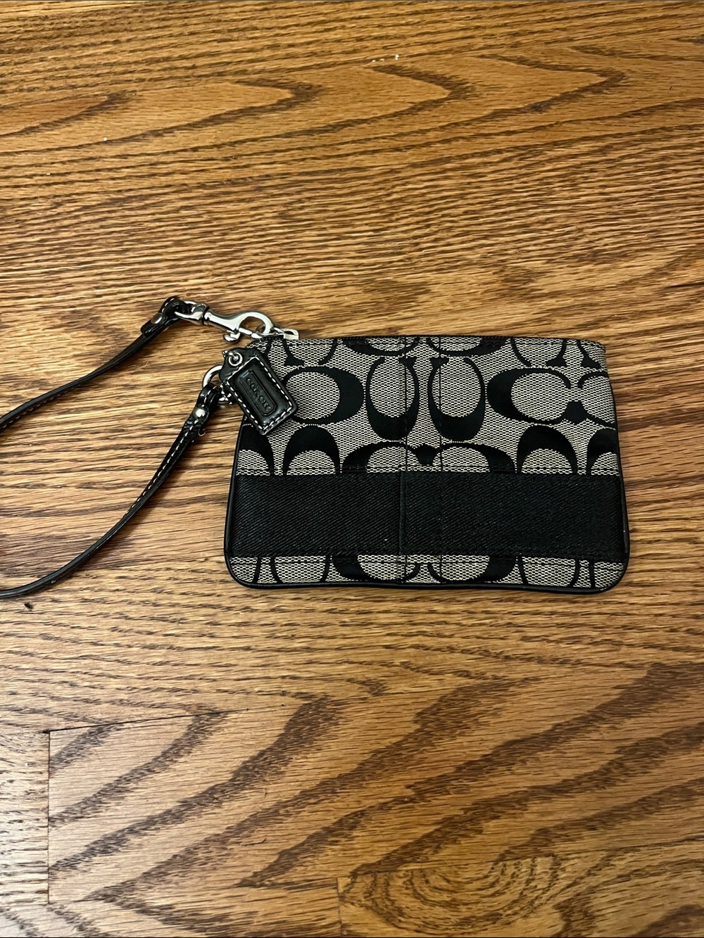 Coach Signature Wristlet in Black and Gray
